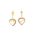 These Heart Shaped Zirconia Stones Dangle Earrings, crafted from 14k gold filled material, elegantly shimmer with sparkling gemstones to catch the light.
